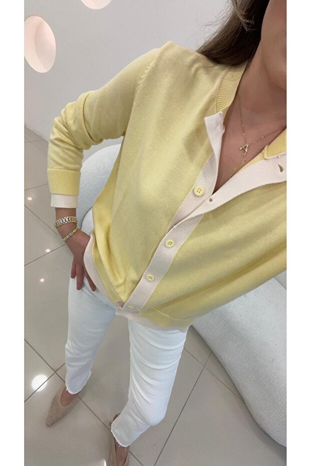 KOL VE ÖNÜ ŞERİTLİ HIRKA SARI - 8