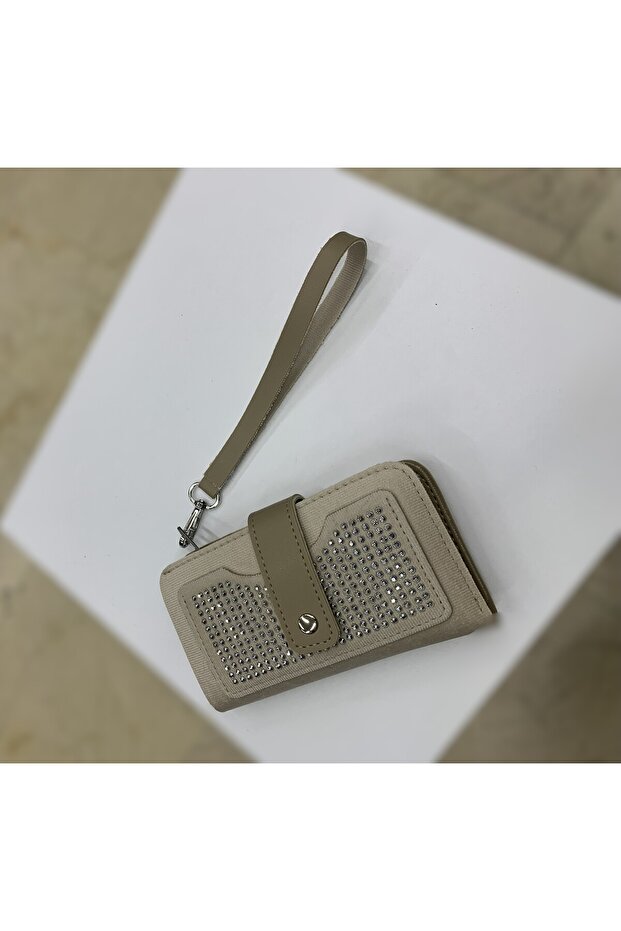 Women's Stone Portfolio Wallet with Wrist Strap 9X15Cm