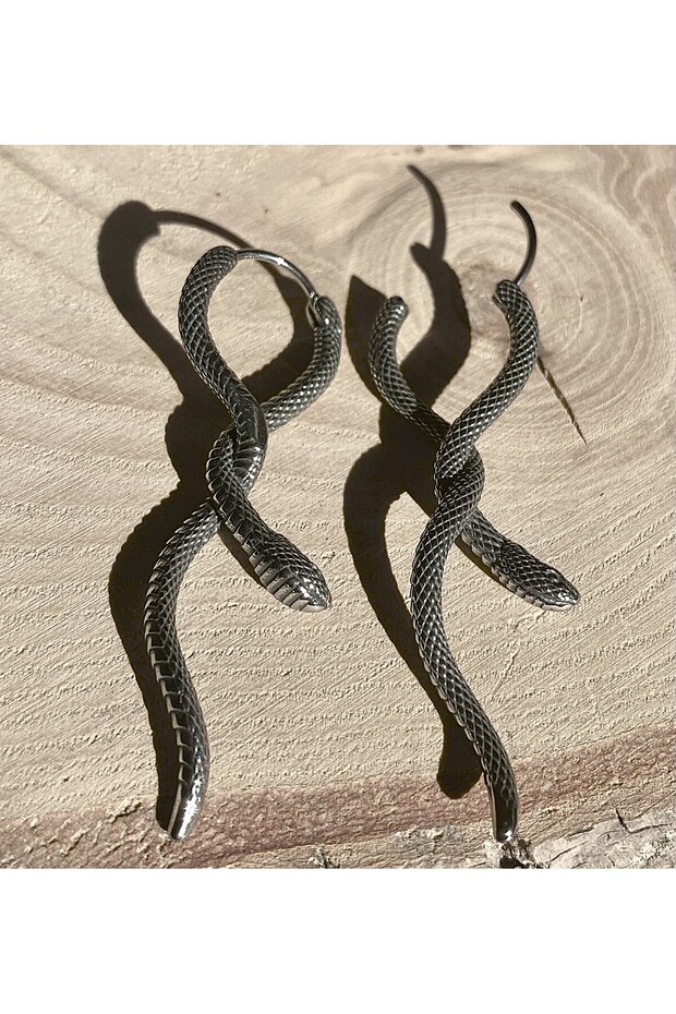 Snake Design Hoop Earrings S+ Quality 316L Stainless & Tarnish-Free Steel Earrings Pair