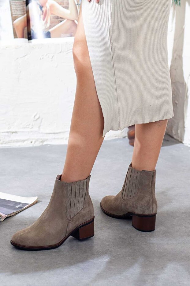 Mammamia Hakiki Deri Kadın Topuklu Bot - 4