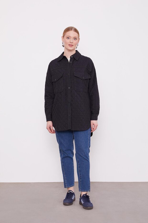 سترة سوداء بنمط مبطن - 3