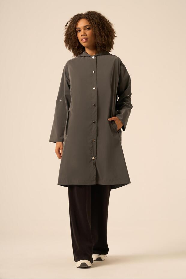 Women's Comfortable Fit Trench Coat Smoked 31237