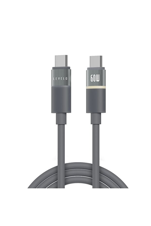 Luno USB-C to USB-C Cable, 60W Power Delivery, 1m, 480Mbps, Silicone, Smokey Gray