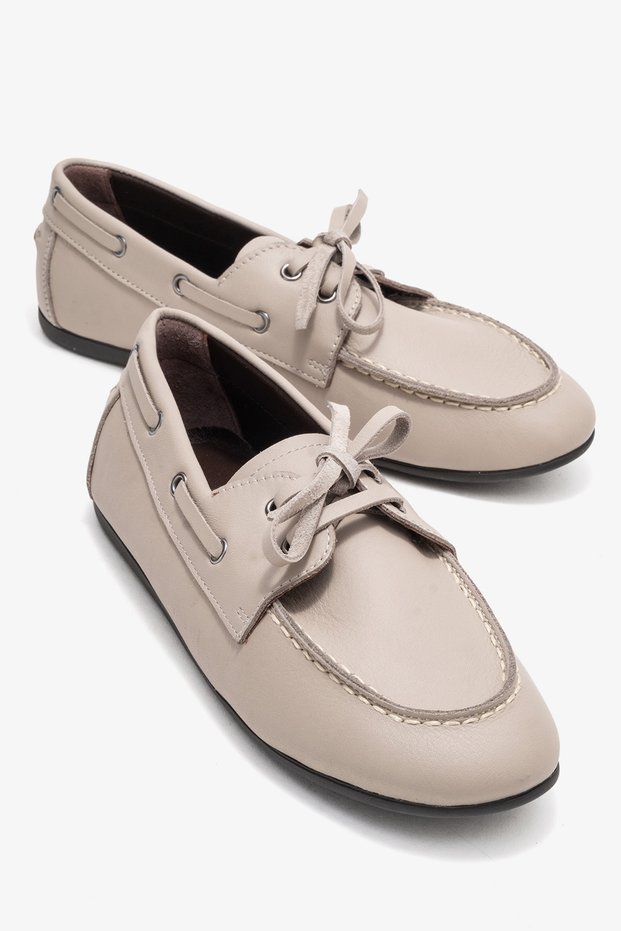 Serelis Stone Skin Genuine Leather Lace-Up Women's Loafer Shoes