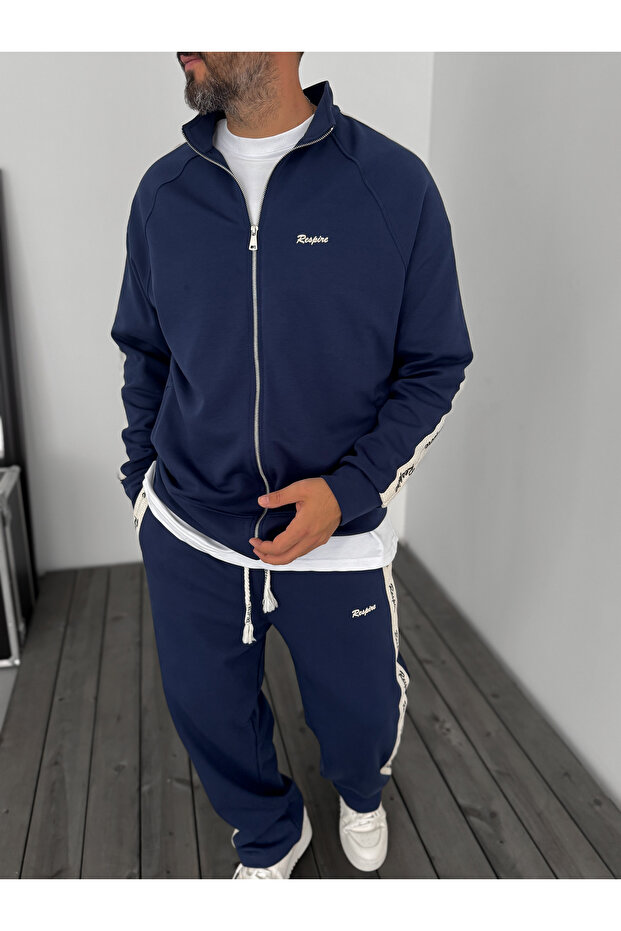 Lacivert Res Hasır Şeritli Sweatshirt RES-1008 - 1