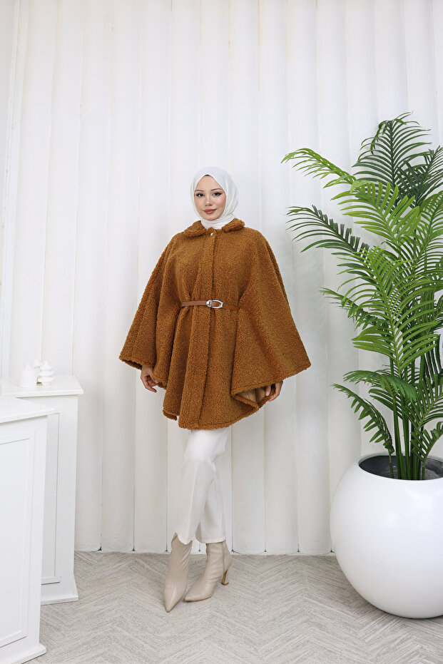 Single Button and Belted Poncho - 2