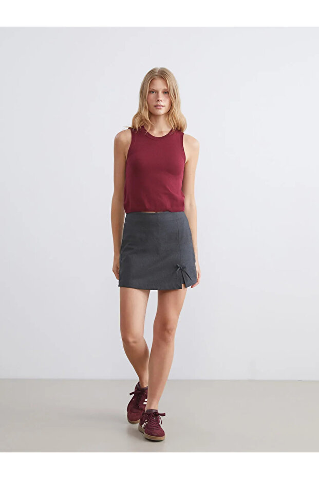 XSIDE Antrasit Standart Fit Şort Etek - 2