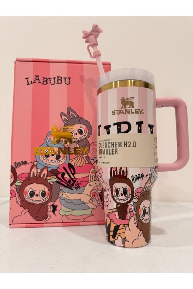 Labubu Pink ST Tumbler 40oz – Limited Edition Cute Water Cup with Straw