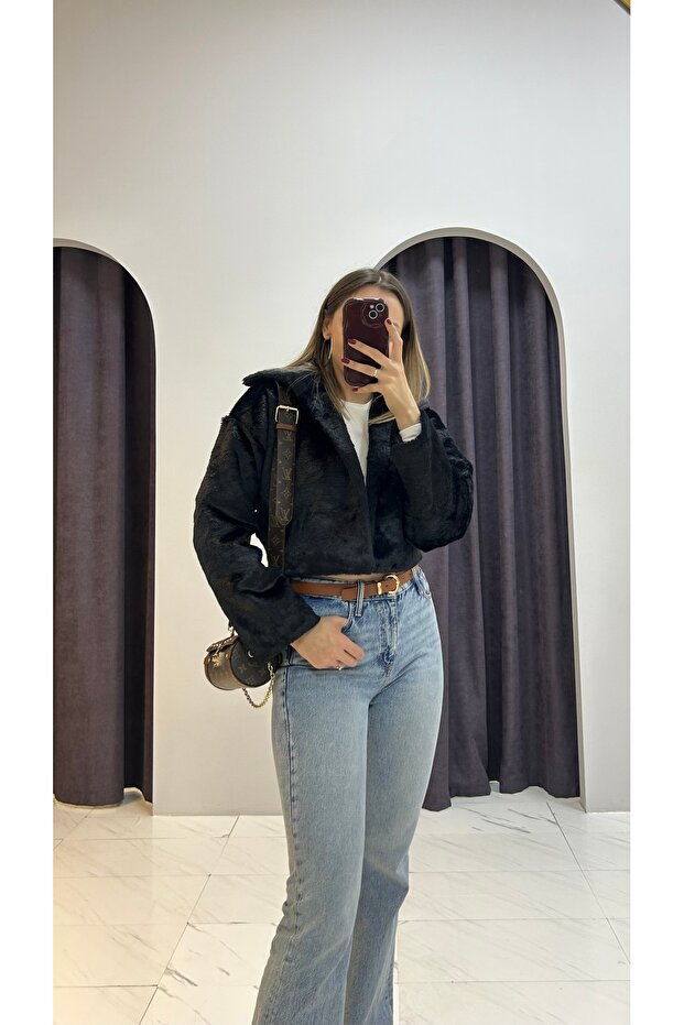 Crop Kürk Ceket - 6