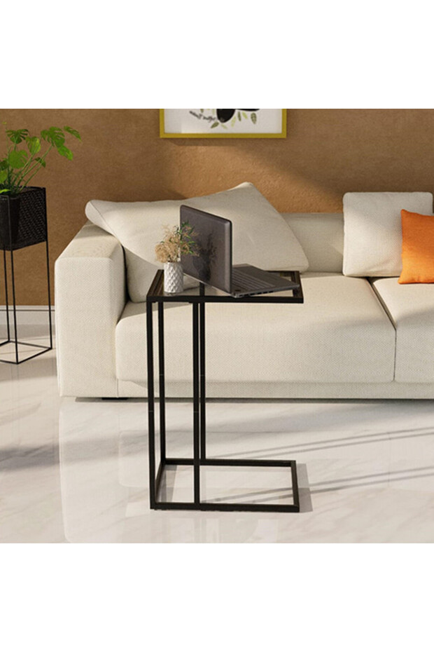 Glass Side Table End Table Living Room C Shaped Table for Sofa Couch and Large Desktop C Table - 7