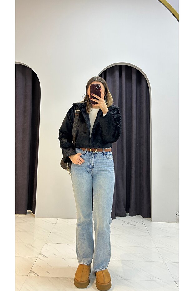 Crop Kürk Ceket - 3