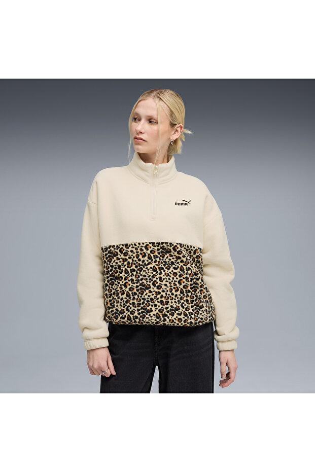 سويت شيرت نسائي من Essentials Animal Crew بلون كريمي