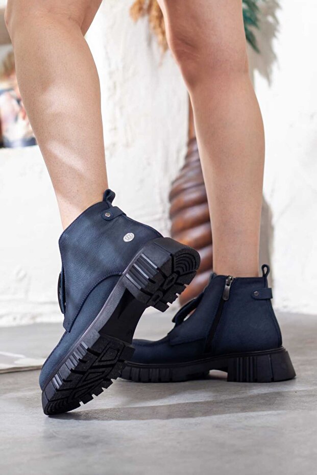 Mammamia Kadın Hakiki Deri Kaymaz Taban Bot - 4