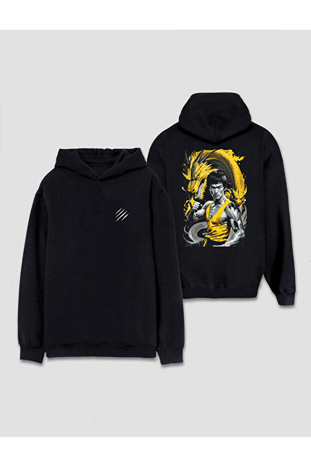 Bruce Lee Dragon Design Printed Hooded Sweatshirt Hoodie