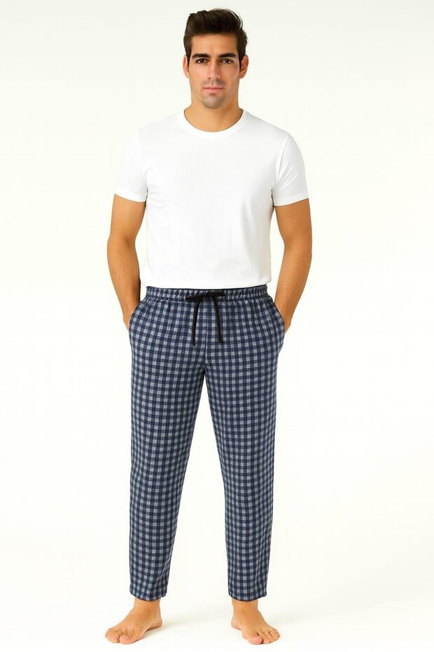 Men's Patterned Pocketed Suede Single Bottom Pants