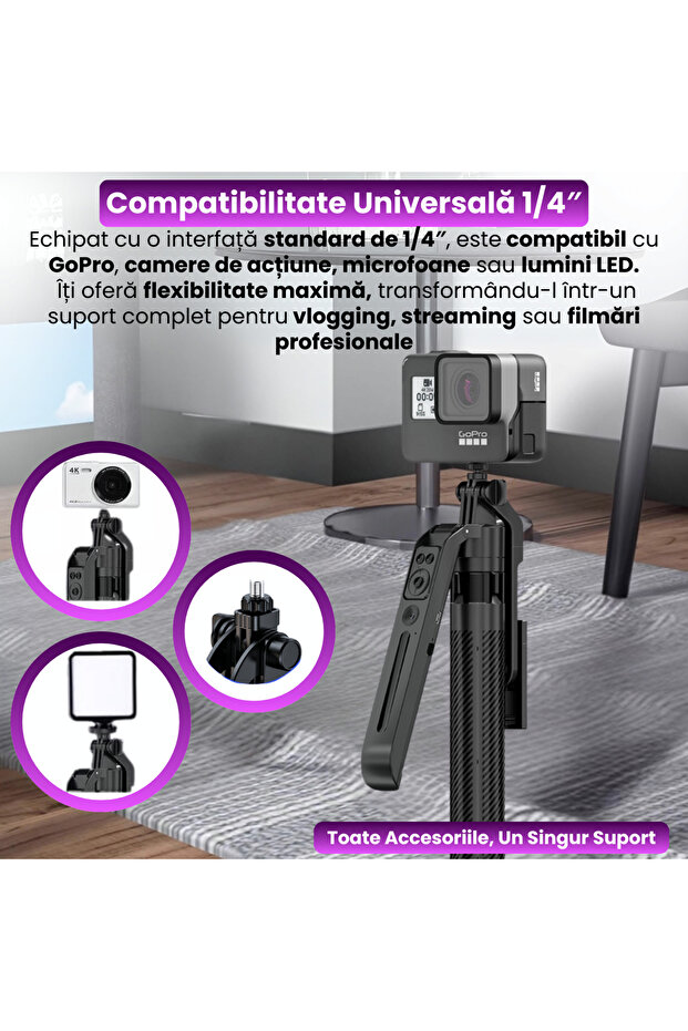 Smart Studio, AI Selfie Stick, Stabilization, LED Light, Bluetooth Remote Control - 5