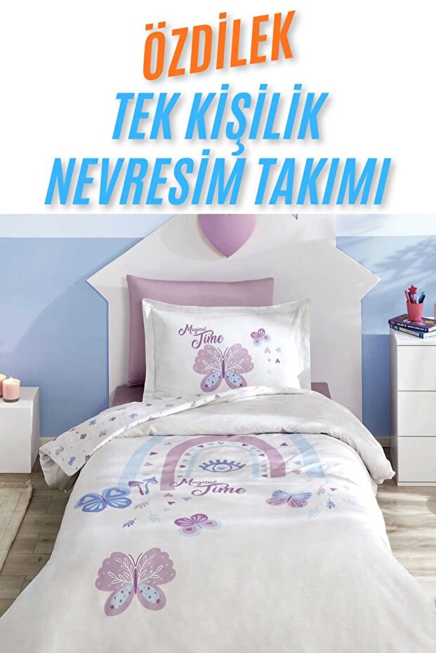 100% Cotton Single Duvet Cover Set (3 Pieces) Limited Stock - Butterfly Model