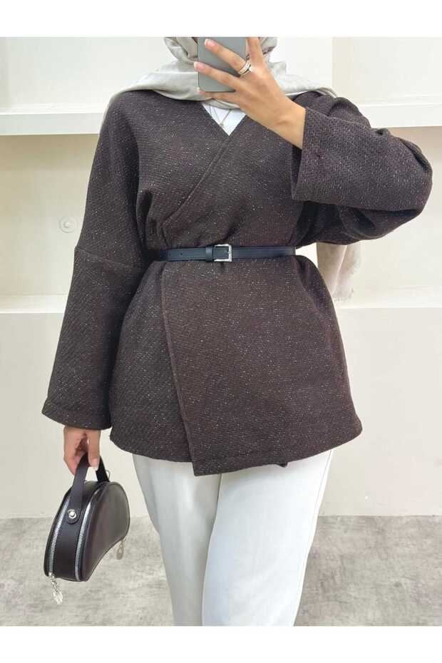 Simli Kemerli Ceket - 4