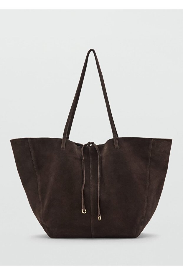 Süet deri shopper çanta - 3