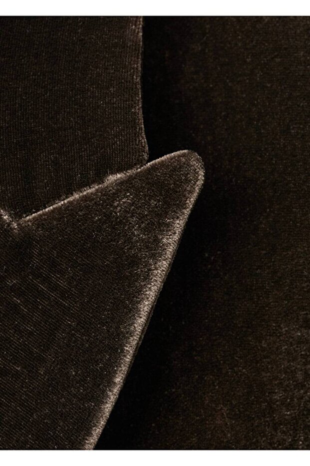 Kadife çift düğmeli kumaş blazer ceket - 7