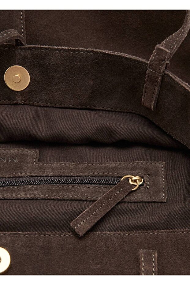 Süet deri shopper çanta - 6