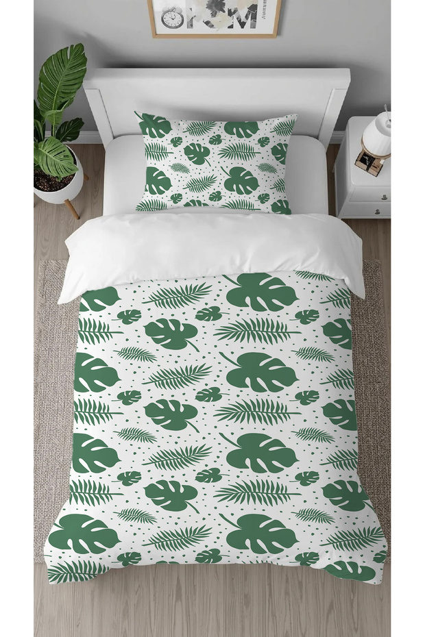 Leaf Green Patterned Printed Special Design Single Modern Simple Style Stylish Duvet Cover Set Without Sheets