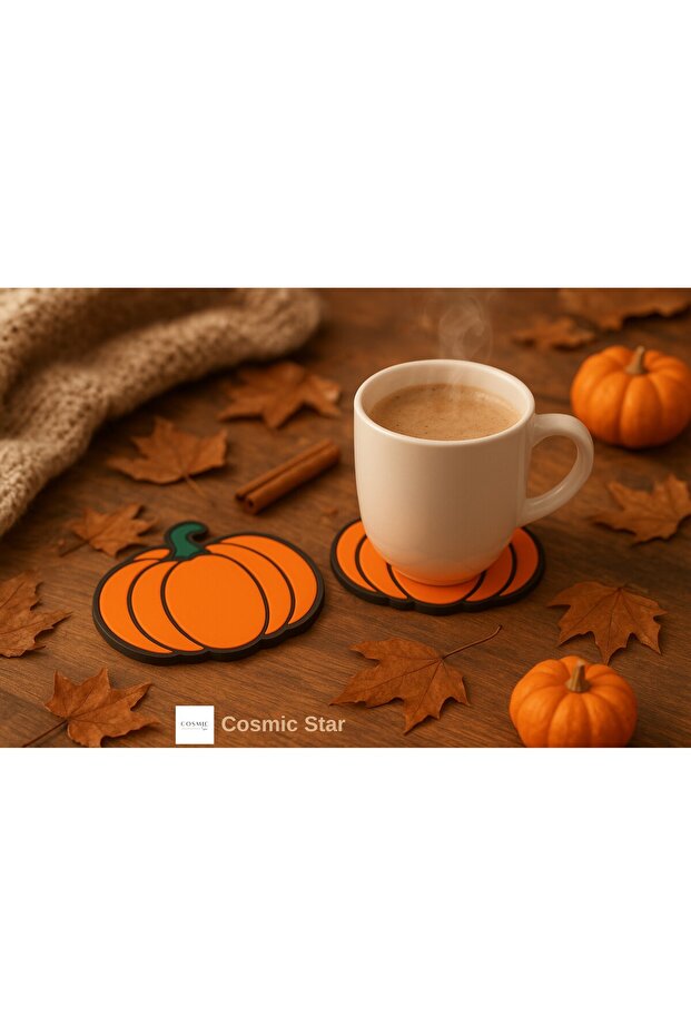 Pumpkin Halloween Design Coasters – Halloween Fall Themed Decorative (Set of 2)