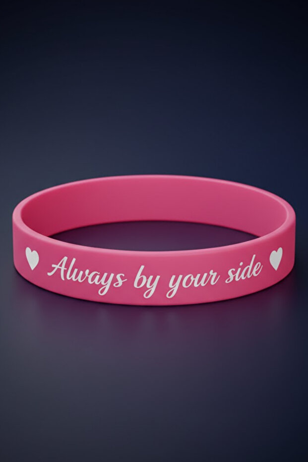 Women Men Silicone Bracelet Always by Your Side Written Flexible Bracelet - Gift