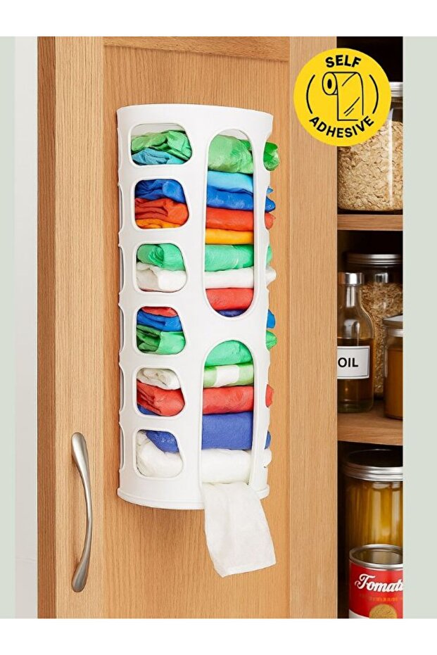 Poşetlik, Poşet Saklama ve Düzenleme Kutusu Organizeri, Yapışkanlı/Askı Aparatlı - 1