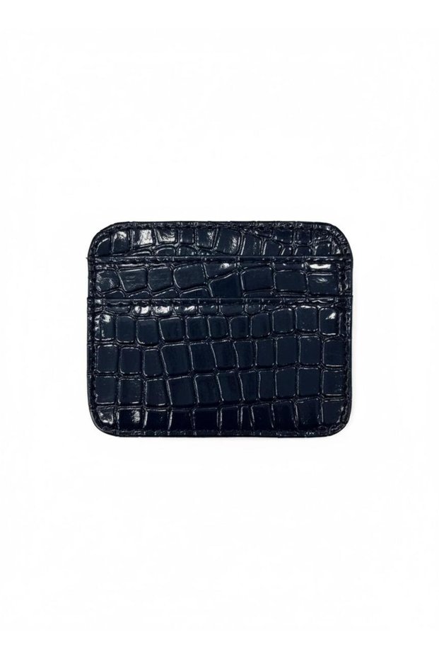 Croco Pattern Shiny Faux Leather Double-Sided Women's Card Holder (Shipped in Box)