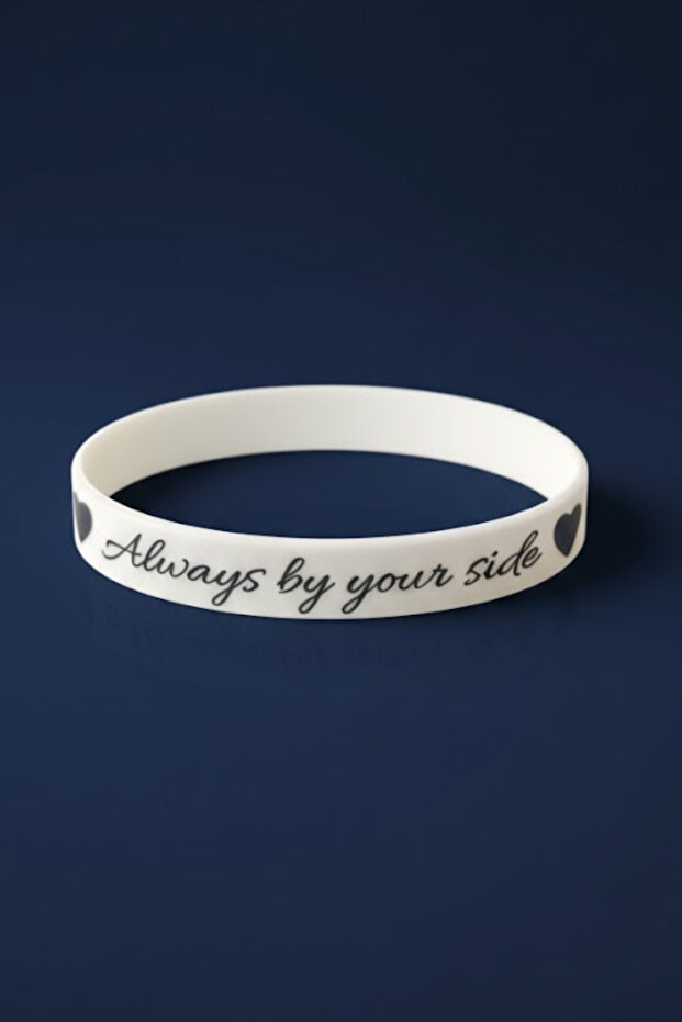 Women Men Silicone Bracelet Always by Your Side Written Flexible Bracelet - Gift