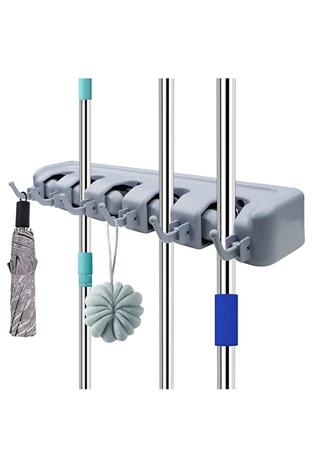 Mop And Broom Tool Holder Organizer, T56 Multipurpose Wall Mounted Non Slide Storage Hooks Racks An