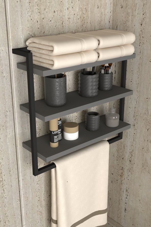 3-Tier Towel Rack Bookcase Stylish and Functional Metal Wood Wall-Mounted Home Bathroom Kitchen Organizer Shelf