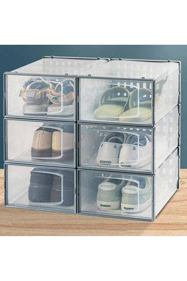 Stackable shoe storage box, transparent, ventilated, breathable - 1