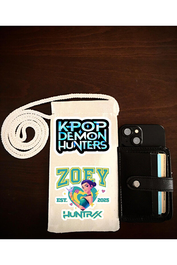 Kpop Demon Hunters Hunterix Designed Double Braided Rope Lanyard Passport Phone Bag