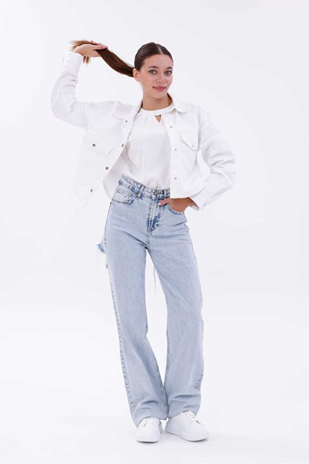 Kadın Bağcıklı Basic Sneaker Inci Detaylı Kalın Taban Spor Ayakkabı Beyaz - 7