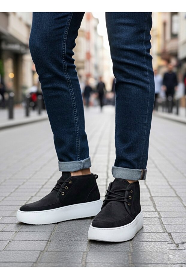 Ba0550 Black Men's Style Sports Boots with Fur Inside and Laces