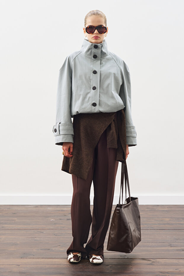 TRENÇ TARZ BOMBER CEKET MAVİ - 2