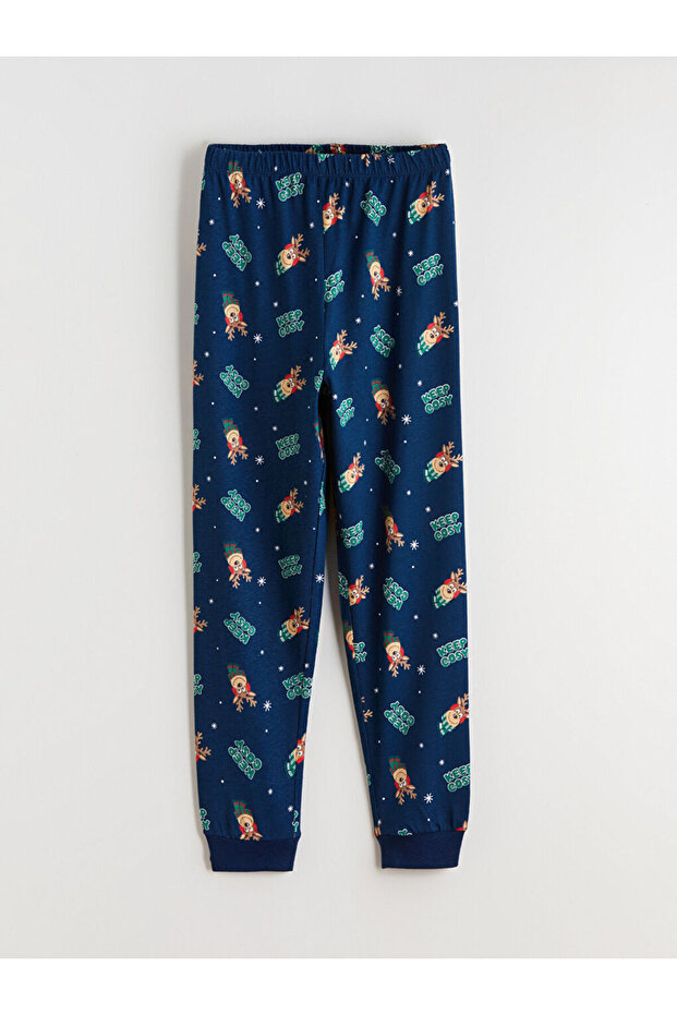 Bisiklet Yaka Yılbaşı Temalı Erkek Çocuk Pijama - 5