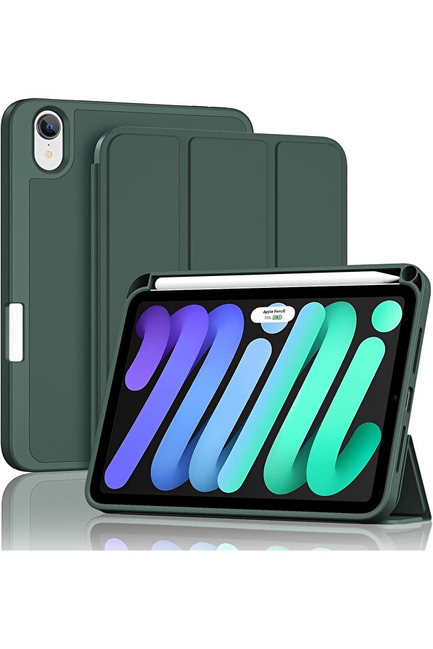 Case Case for 8.3-inch iPad Mini (A17 Pro 2024 / Mini 6 2021) with Pencil Holder - Midnight Green
