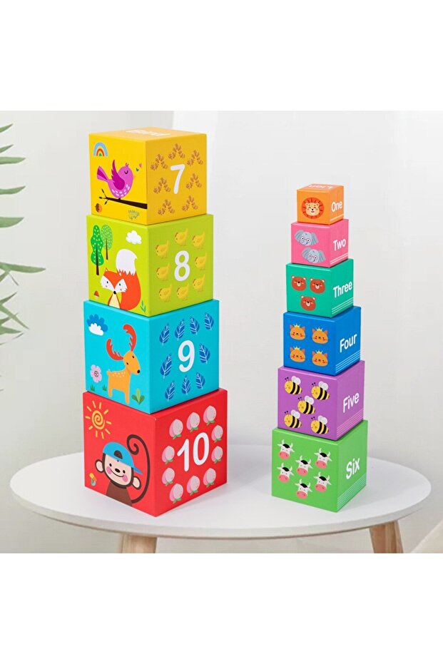 Building Toy - Stackable Blocks, 10 Boxes, Ages 3+, Learn Numbers 1-10, Multicolor - 8