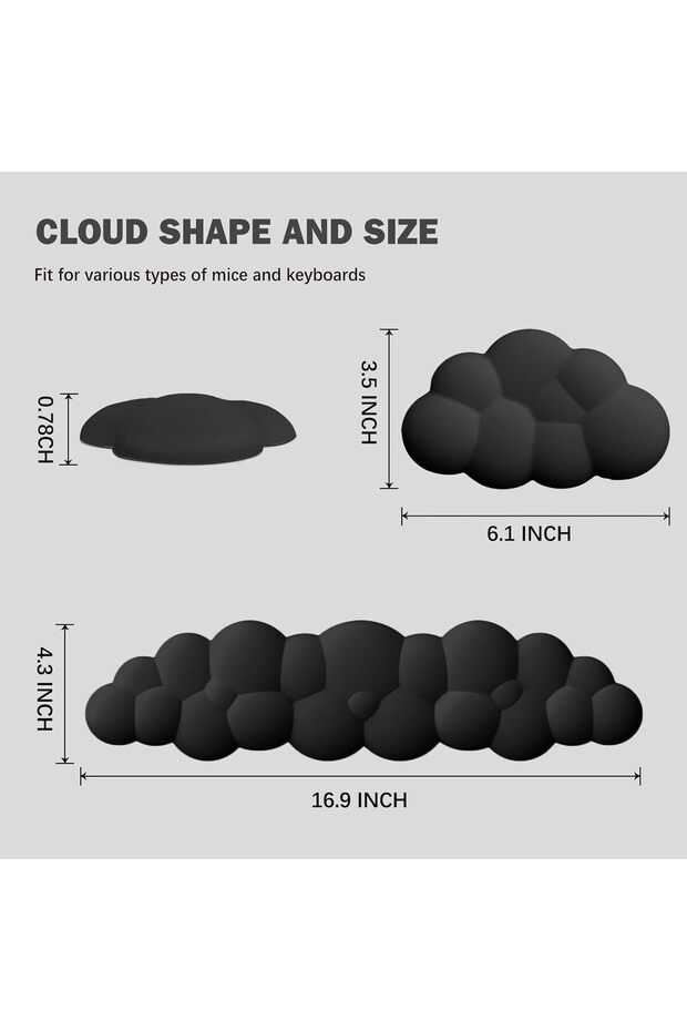 PlorFox Cloud-Design Keyboard Wrist Rest Set with Mouse Base & Cup Holder, High-Density Memory Foam - 6