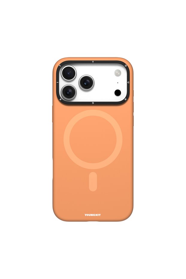 iPhone 17 Pro Compatible Case with M-Safe Feature and Camera Stand Gel Cream Series Cover Orange