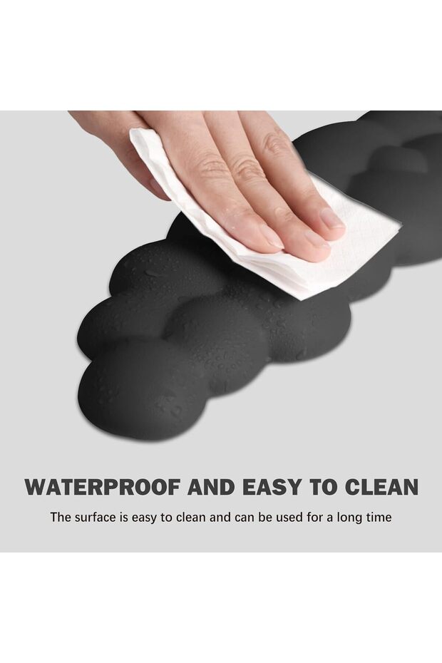 PlorFox Cloud-Design Keyboard Wrist Rest Set with Mouse Base & Cup Holder, High-Density Memory Foam - 4