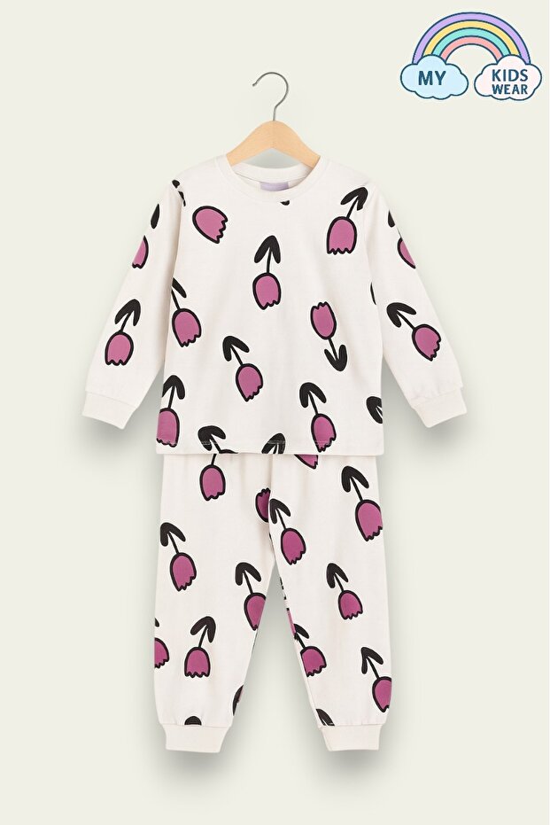 Children's Cotton Patterned Double Pajama Set 4-8 Years 12229