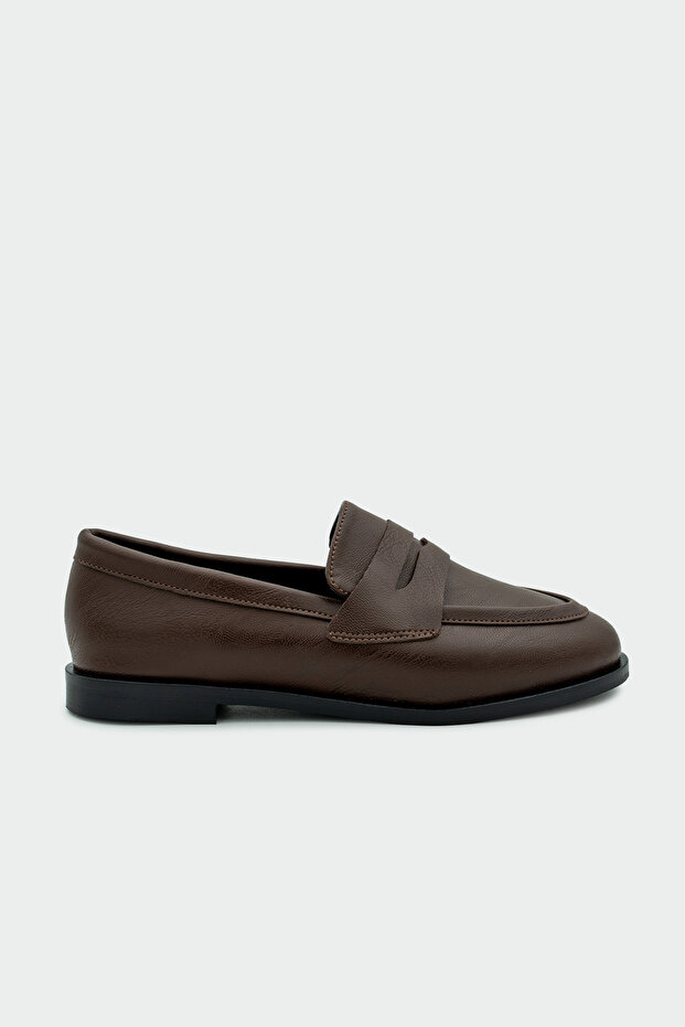 Desna Bitter Brown Leather Flat Sole Women's Shoes