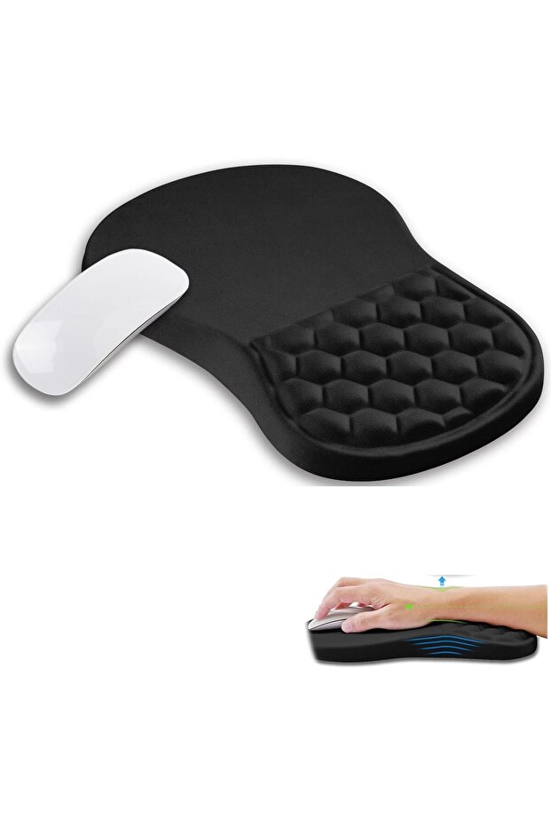 Wrist Support Mouse Pad — Ergonomic Memory-Foam Wrist Rest with Anti-Slip Base - 1