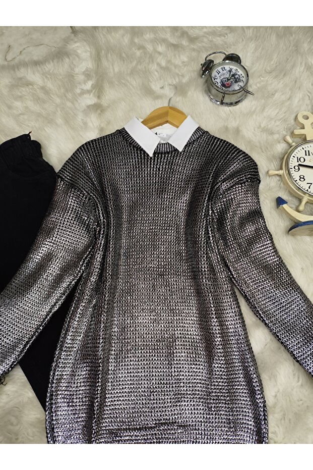 Varak baskılı triko kazak - 3