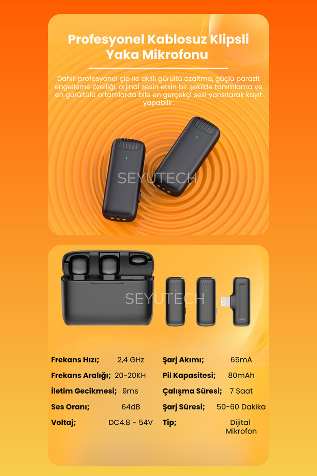 Kablosuz Yaka Mikrofonu Wireless Şarj Kutulu Canlı Yayın IOS ve Android Uyumlu Yaka Mikrofonu - 5