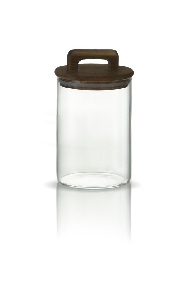 1000ml High Borosilicate Glass Storage Jar with Acacia Lid and Handle